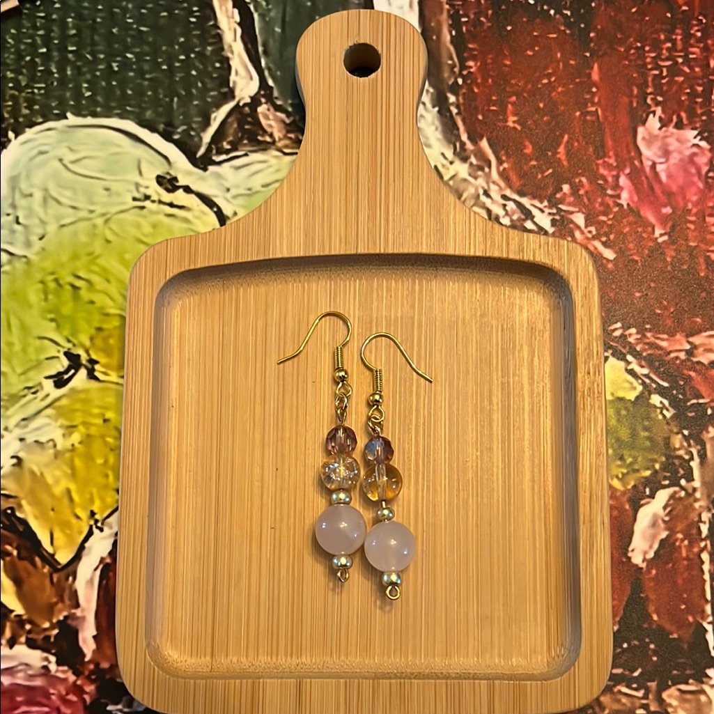 Gold And Purple Chandelier Earrings With Intricate Filigree